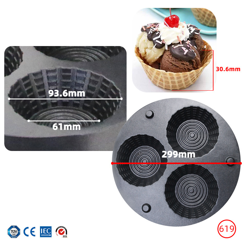 Commercial Triple-Hole Ice Cre - Waffle Cone Maker recension och pris