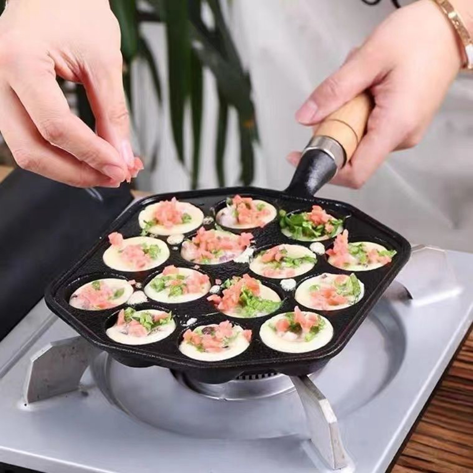 14 Holes Takoyaki Pan Nonstick - Egg Waffle Pan recension och pris