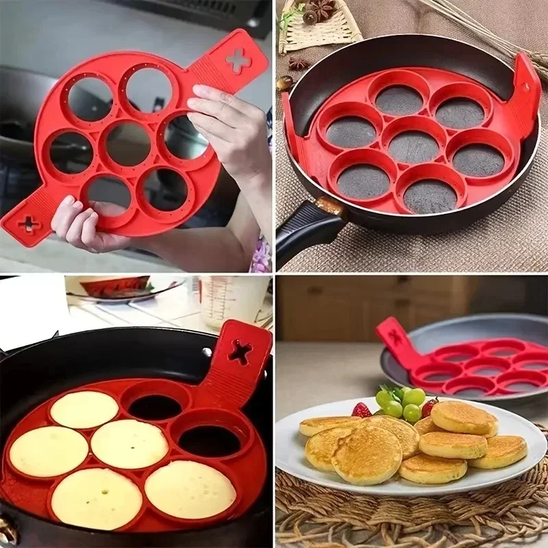 Silicone 7-hole Circular Fryin - Egg Waffle Pan recension och pris